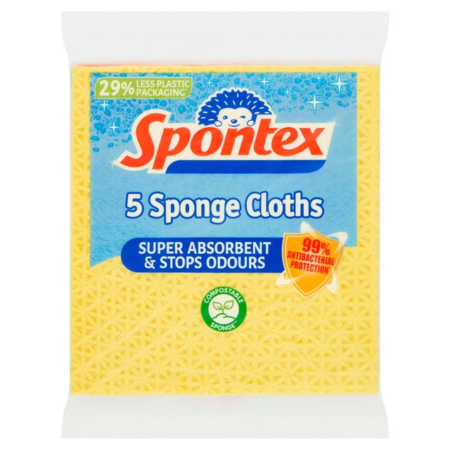 Spontex Sponge Cloths, 5 per Pack