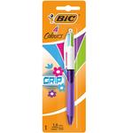 BIC 4 Colours Grip Retractable Ballpoint Pen Single Pack