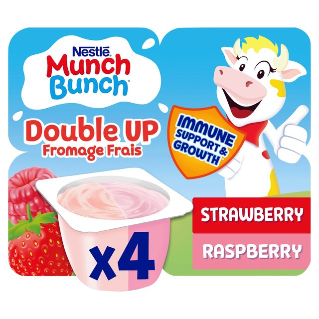 Munch Bunch Double Up Fromage Frais Strawberry & Raspberry, 4 x 85g
