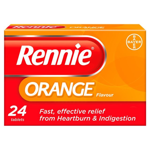 Rennie Orange Heartburn & Indigestion Relief Tablets, 24 Per Pack