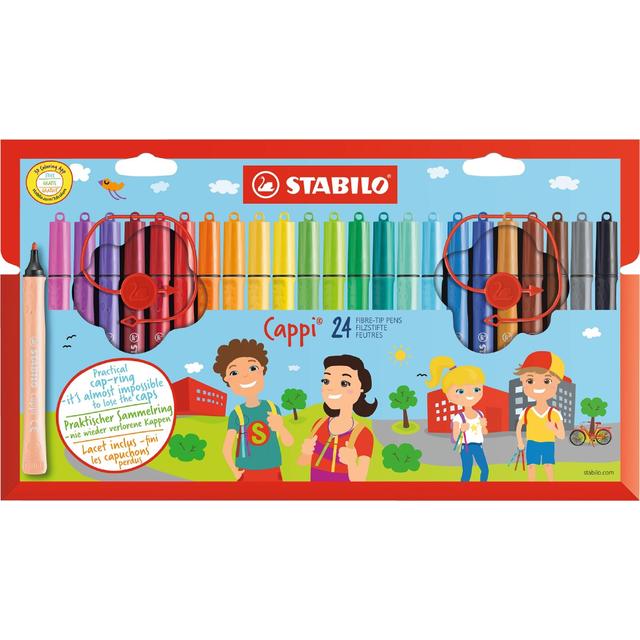 Stabilo Cappi Colouring Pens Wallet of 24 Assorted Colours, 24 Per Pack