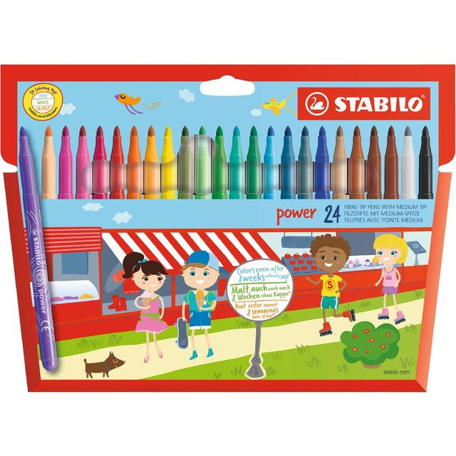 Stabilo Power Colouring Pens Wallet of 24 Assorted Colours, 24 Per Pack