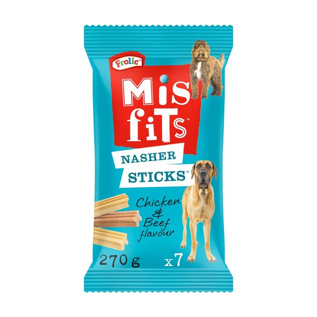 Misfits Nasher Sticks Adult Large Dog Treats With Chicken and Beef, 7 x 38g