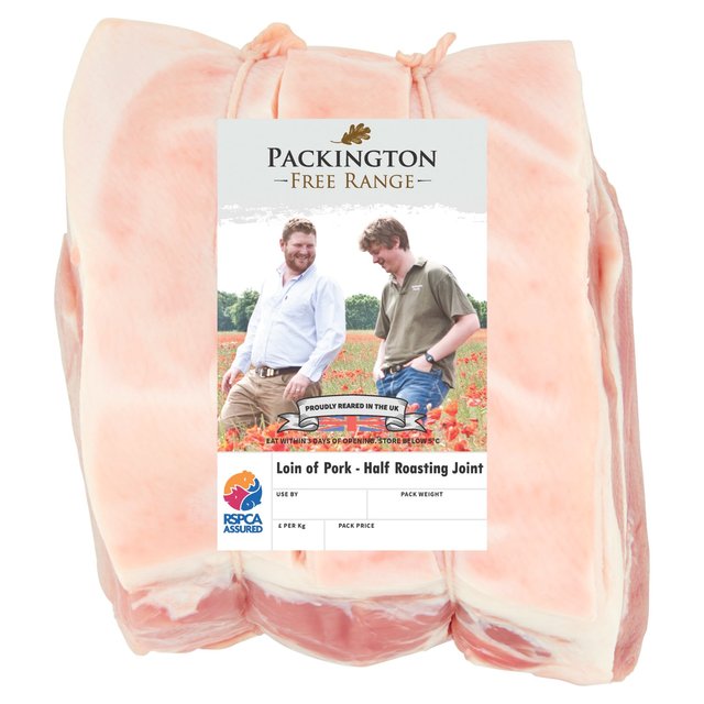 Packington Free Range Loin of Pork Half Roasting Joint Bone In, 1.08kg