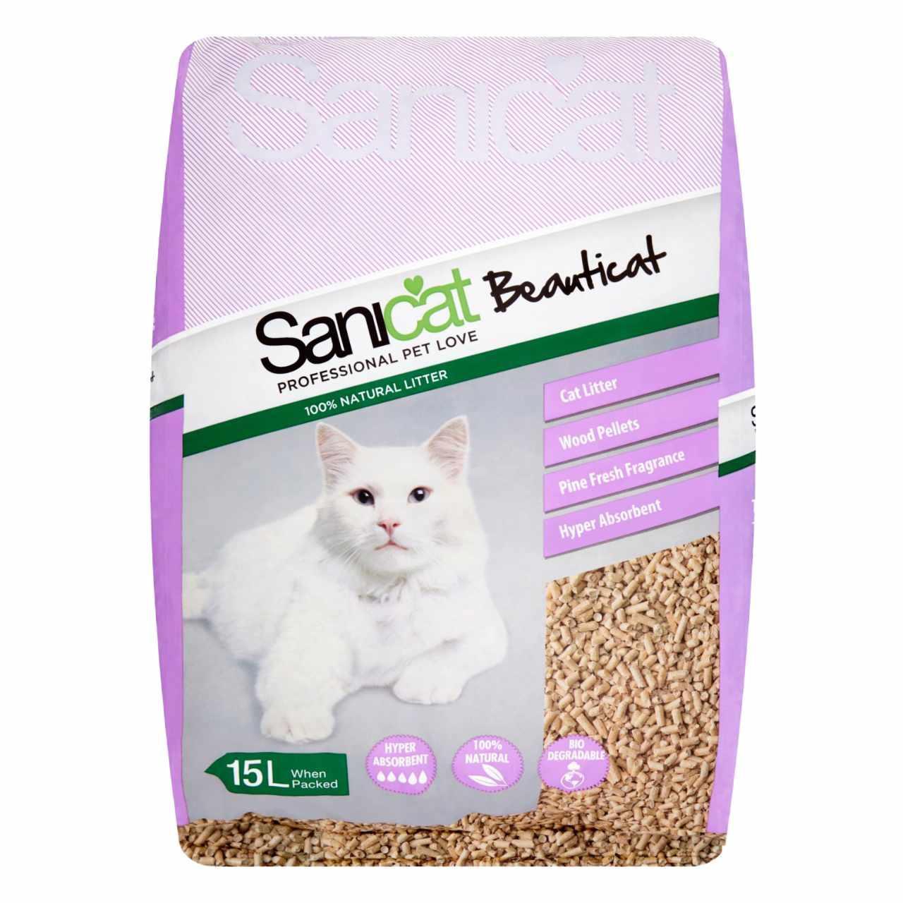 An image of Sanicat Beauticat Organic Wood Cat Litter
