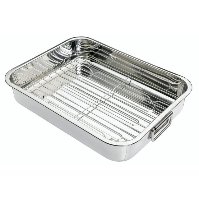 Kitchen Craft Stainless Steel Roaster With Rack, 37x28x6.5cm