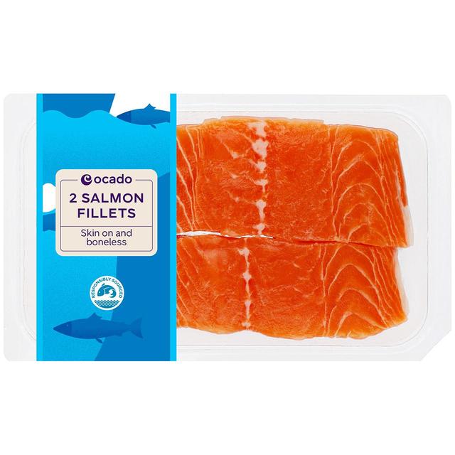 Ocado 2 Salmon Skin On Mid/Tail Fillets, 240g