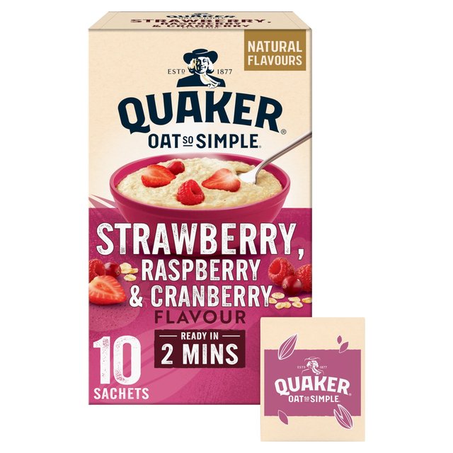 Quaker Oat So Simple Strawberry Raspberry & Cranberry Sachets Cereal, 10 Per Pack