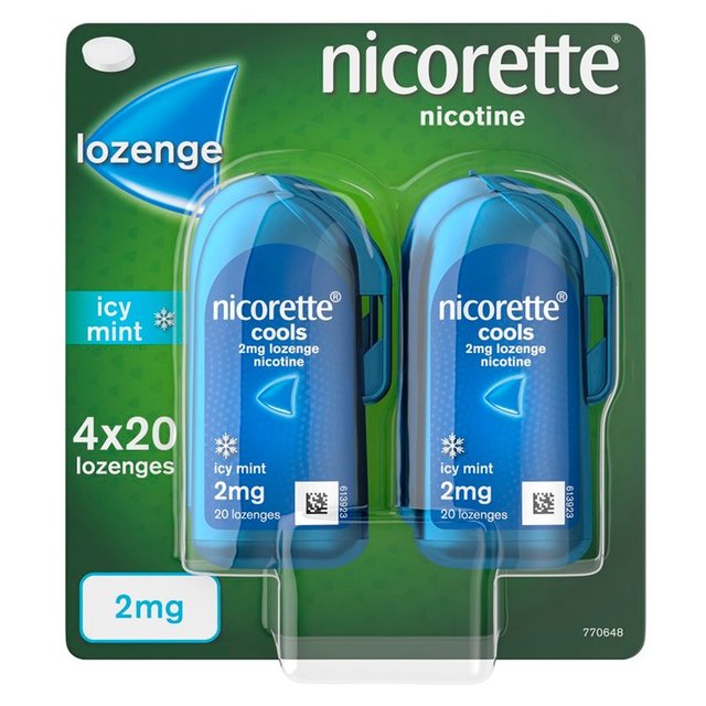 Nicorette Lozenges Icy Mint 2mg Cools, 4 x 20 per Pack
