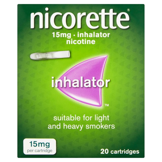 Nicorette Inhalator, 15 mg, 20 Cartridges, Stop Smoking Aid, 20 Per Pack