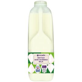 Ocado British Semi Skimmed Milk 2 Pints 1.136L