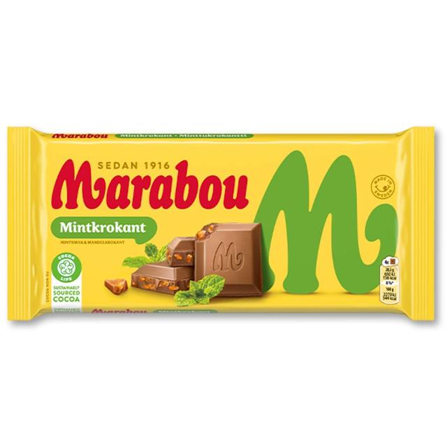 Marabou Mintkrokant Milk Chocolate With Mint Crisp, 200g