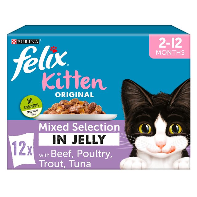 Felix Kitten Cat Food Mixed in Jelly, 12 x 100g
