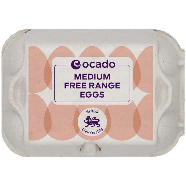 Ocado Medium Free Range Eggs, 6 Per Pack