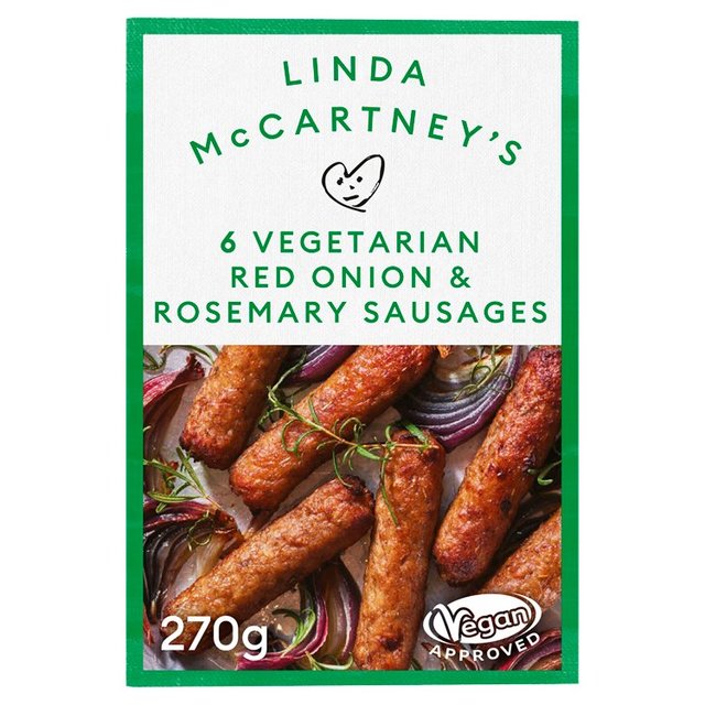 Linda McCartney 6 Vegetarian Sausages With Red Onion & Rosemary Frozen, 270g