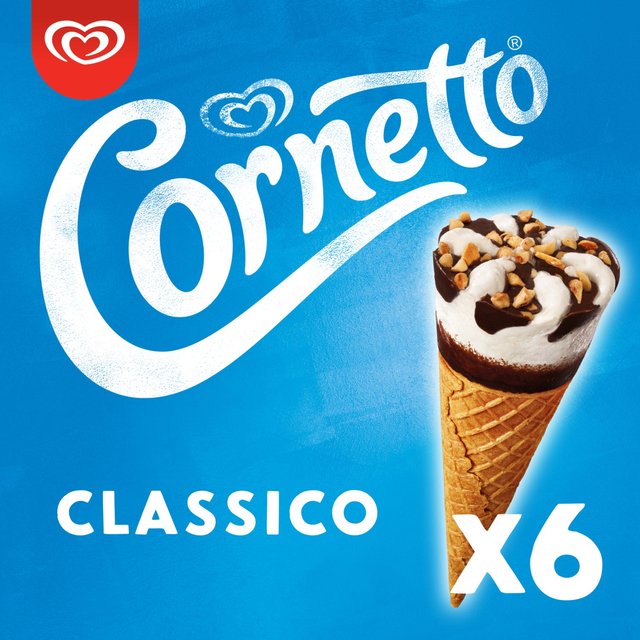 Cornetto Classico Ice Cream Cones, 6 x 90ml