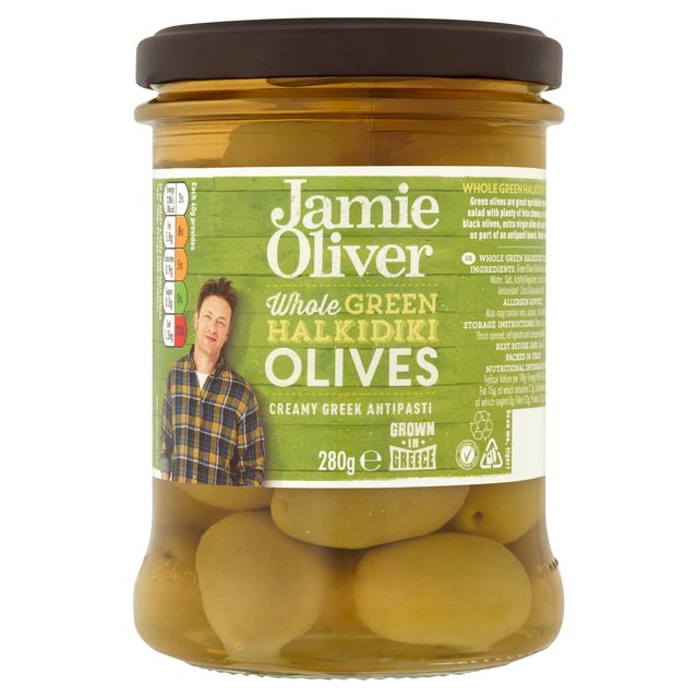 Jamie Oliver Whole Green Olives, Halkidiki Variety, 245g
