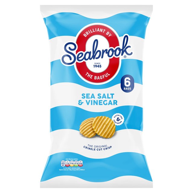 Seabrook Crinkle Cut Salt & Vinegar Crisps, 6 per Pack