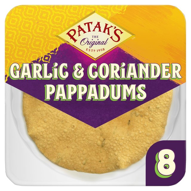 Patak’s Garlic & Coriander Pappadums, 8 Per Pack