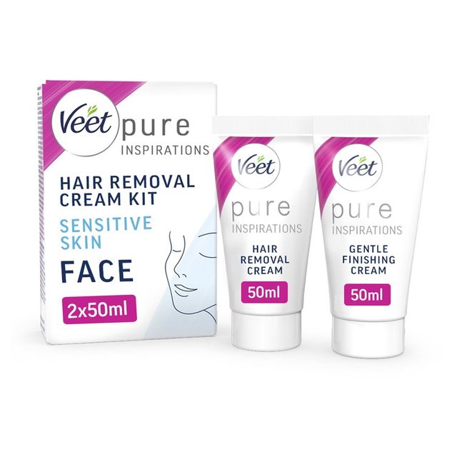 Veet Pure Hair Removal Kit Face Sensitive Skin, 2 x 50ml