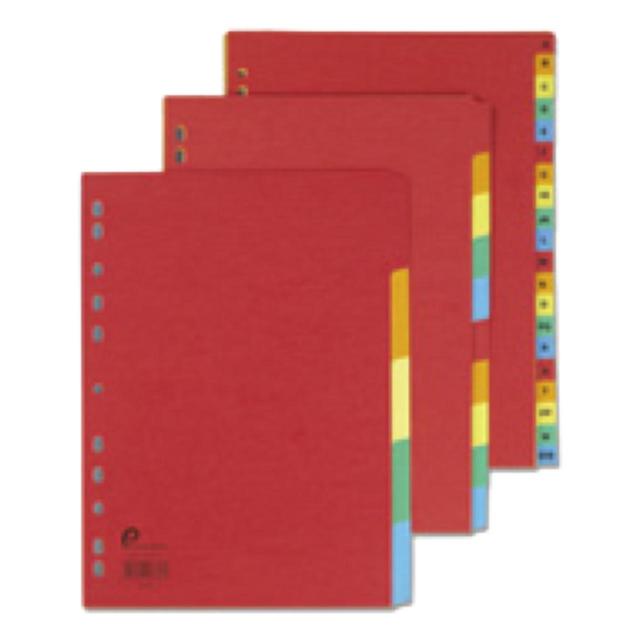 Premier Team 5 Star Office Dividers 10-Part Bright Colour A4 Assorted, 10 per Pack