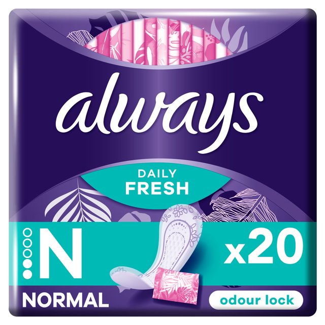 Always Dailies Singles Normal To Go Panty Liners, 20 Per Pack