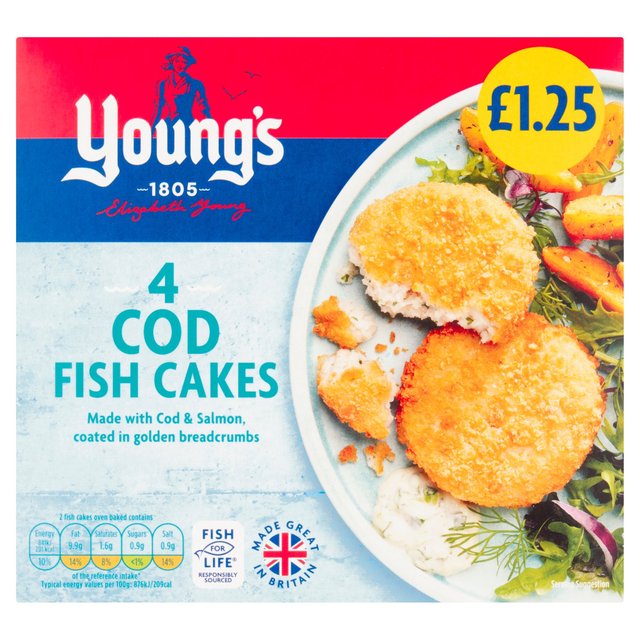 Young’s 4 Cod Fish Cakes Frozen, 200g