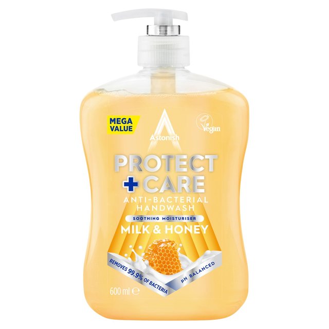 Astonish Protect & Care Anti Bacterial Handwash Milk & Honey, 600ml