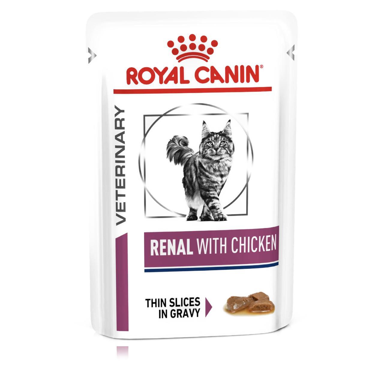 An image of Royal Canin Veterinary Diet Feline Renal Chicken in Gravy