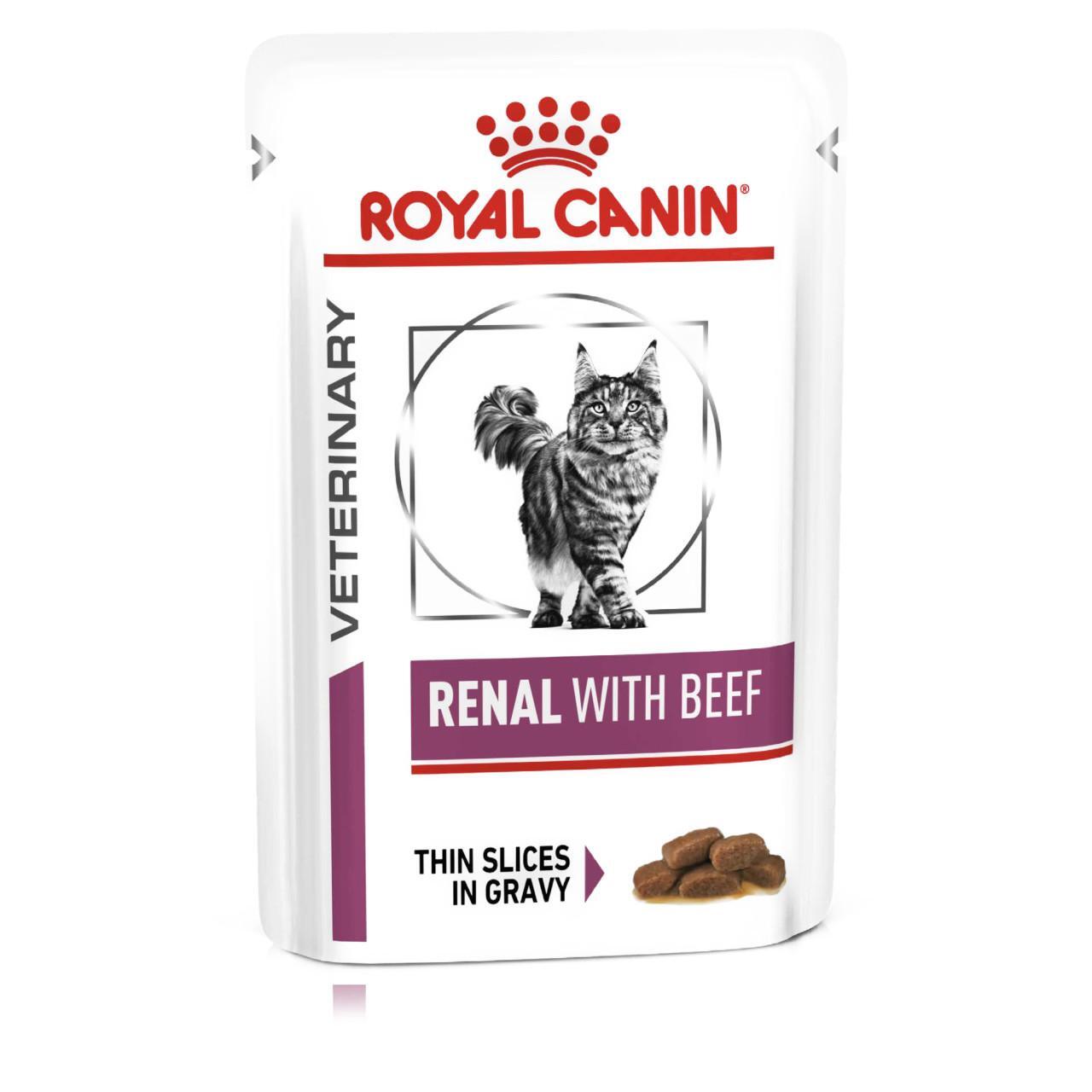 An image of Royal Canin Veterinary Diet Feline Renal Beef in Gravy