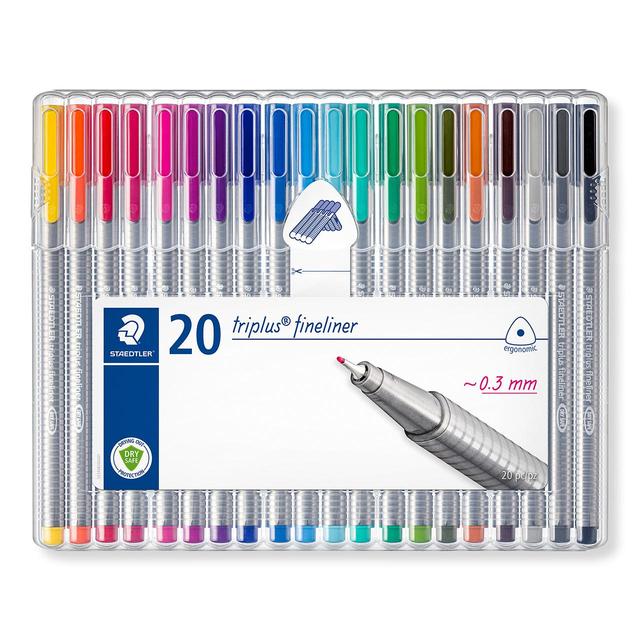 Staedtler Triplus Fineliner Coloured Pens, 20 Per Pack