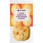 Ocado 6 Mini Garlic & Coriander Naans