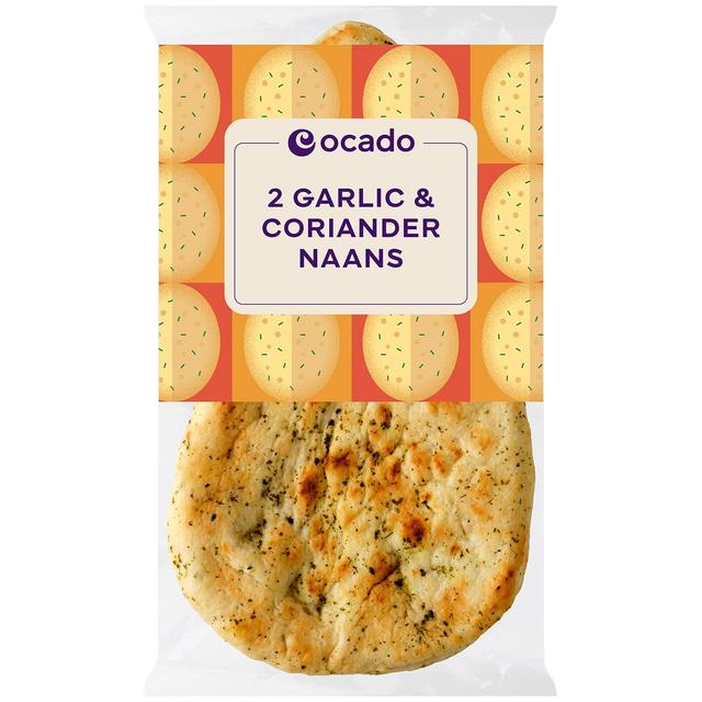 Ocado 2 Garlic & Coriander Naans, 2 per Pack