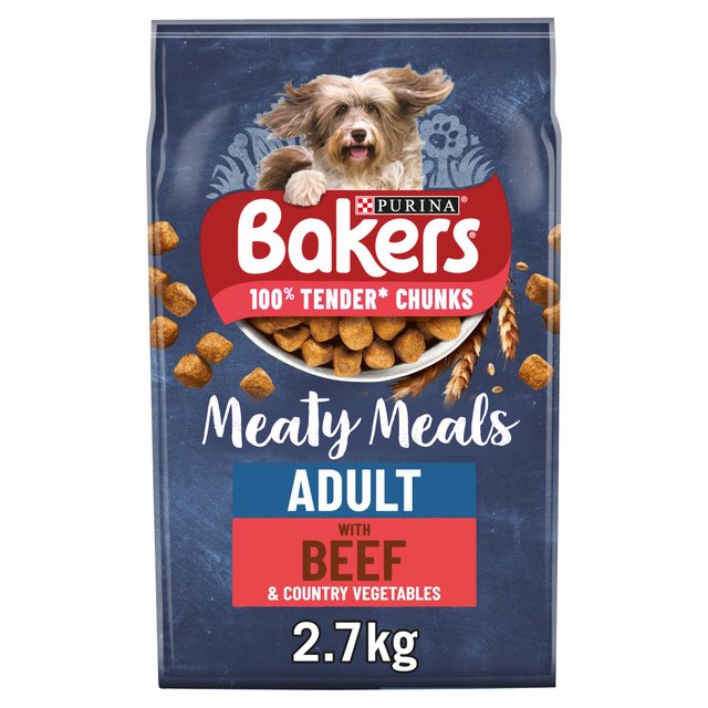 Bakers Meaty Meals Adult Dog Food Beef, 2.7kg