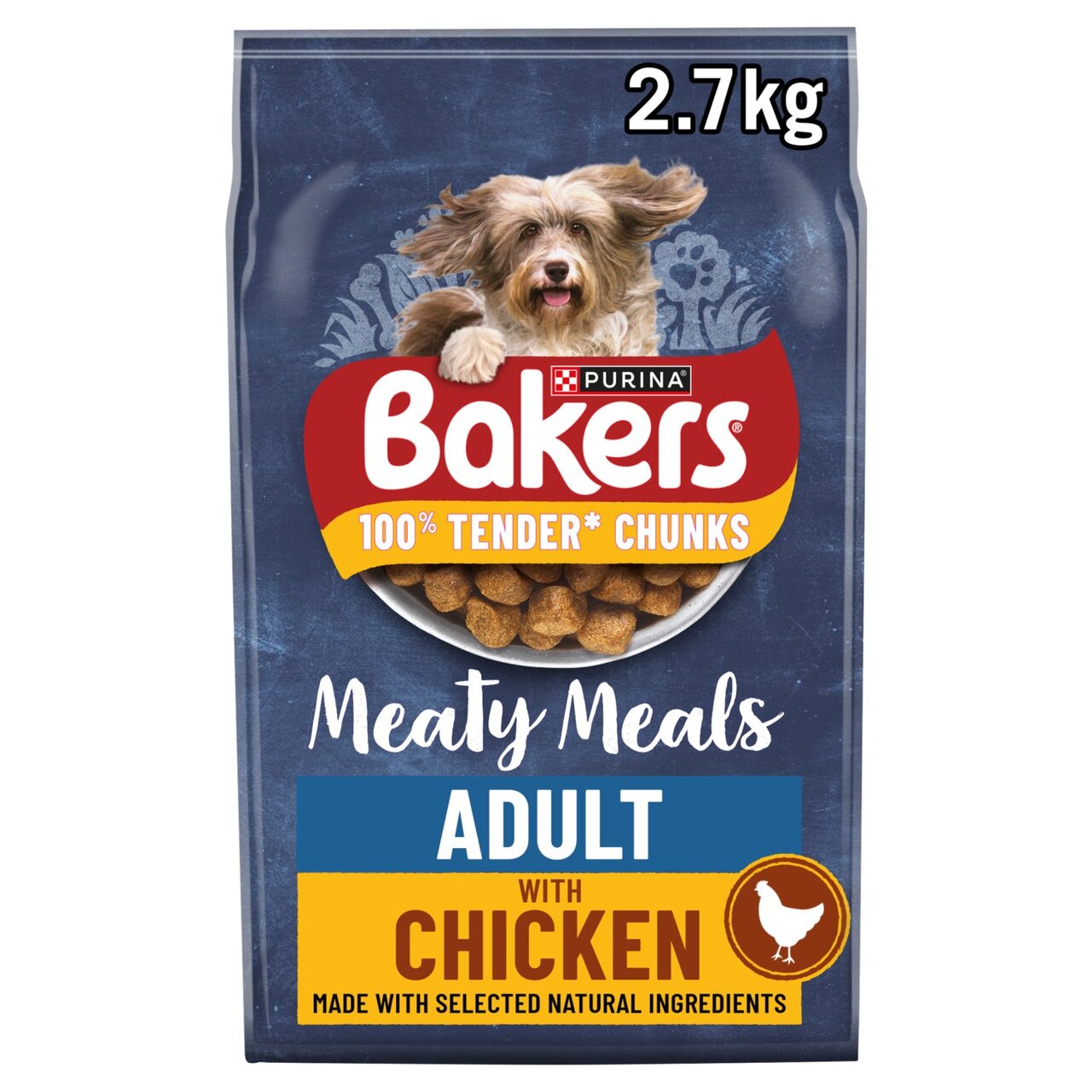 An image of Bakers Meaty Meals Adult Dog Chicken Dry Food