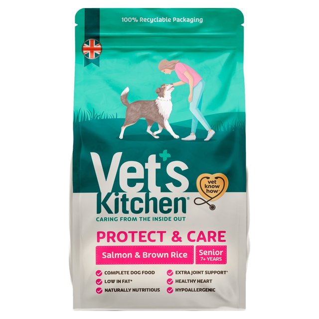 Vet’s Kitchen Protect & Care Senior Dry Dog Food Salmon & Brown Rice, 3kg