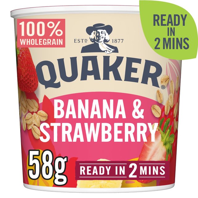 Quaker Oat So Simple Banana Strawberry Porridge Cereal Pot, 58g