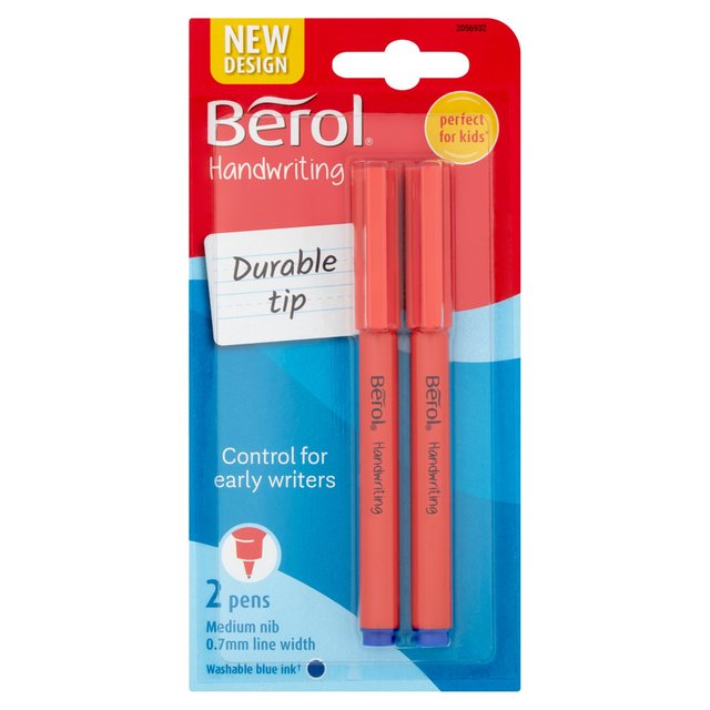Berol Handwriting Pen Blue Ink, 2 Per Pack