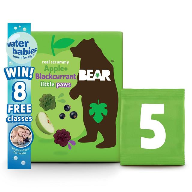Bear Paws Fruit Shapes Apple & Blackcurrant 2+ Years Multipack, 5 x 20g