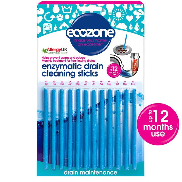 Ecozone Enzymatic Drain Cleaning Sticks, 12 Per Pack
