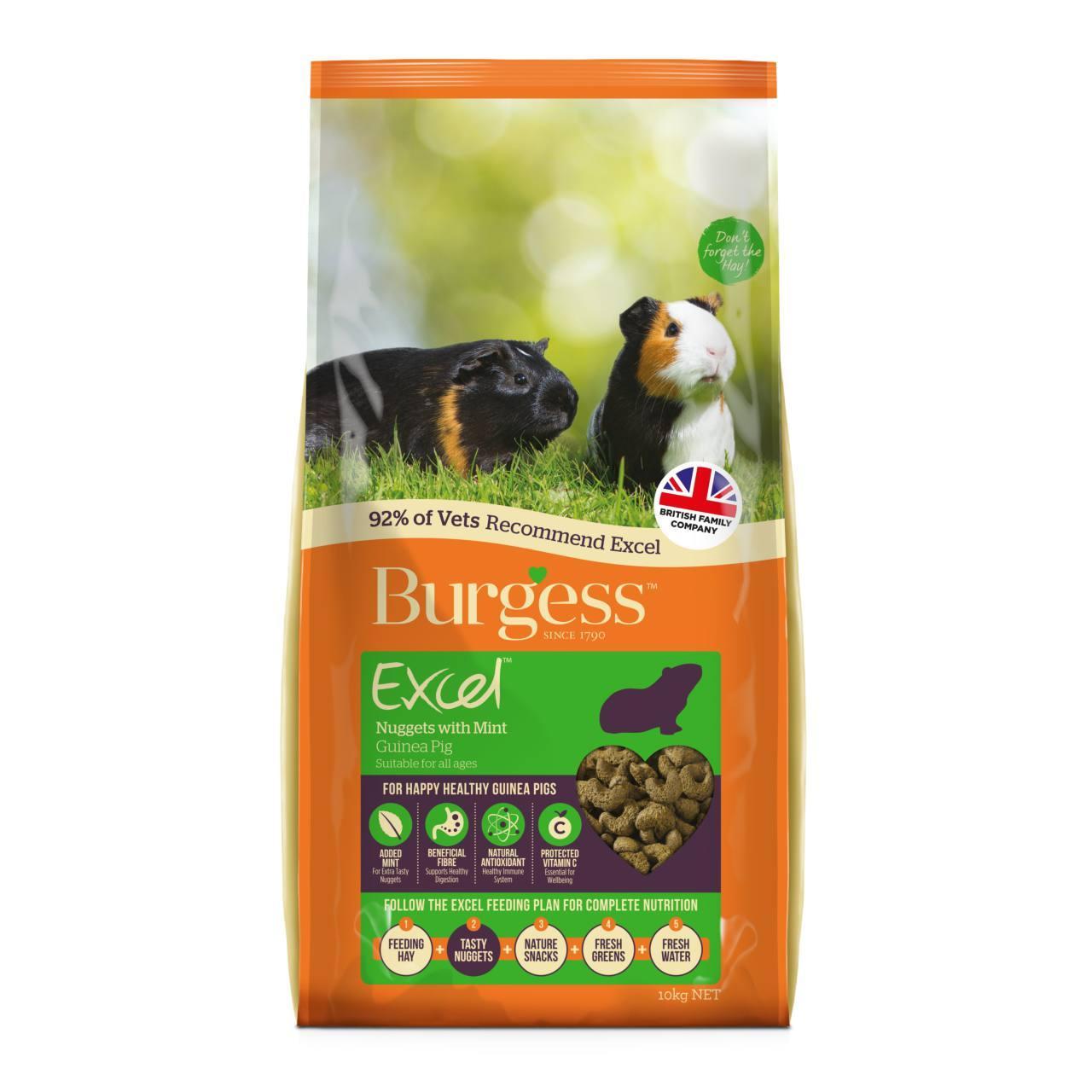 An image of Burgess Excel Guinea Pig Food Nuggets with Mint