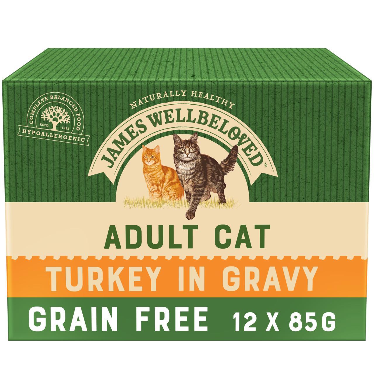 An image of James Wellbeloved Grain Free Adult Cat Turkey Pouches