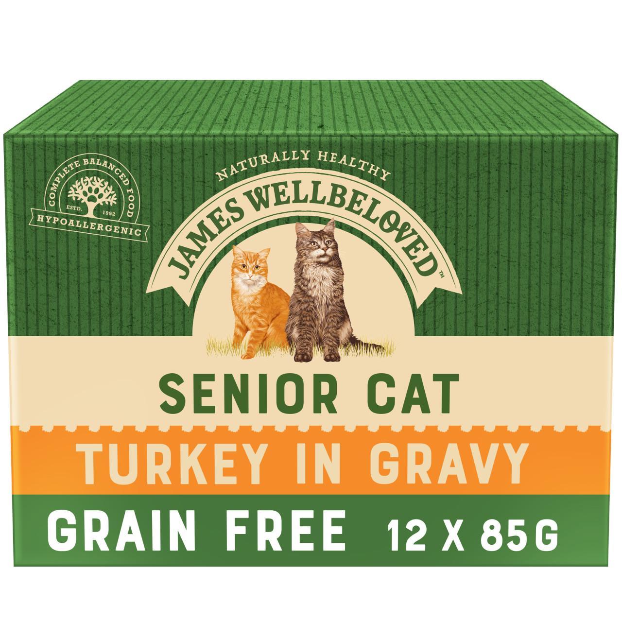 An image of James Wellbeloved Grain Free Senior Cat Turkey Pouches