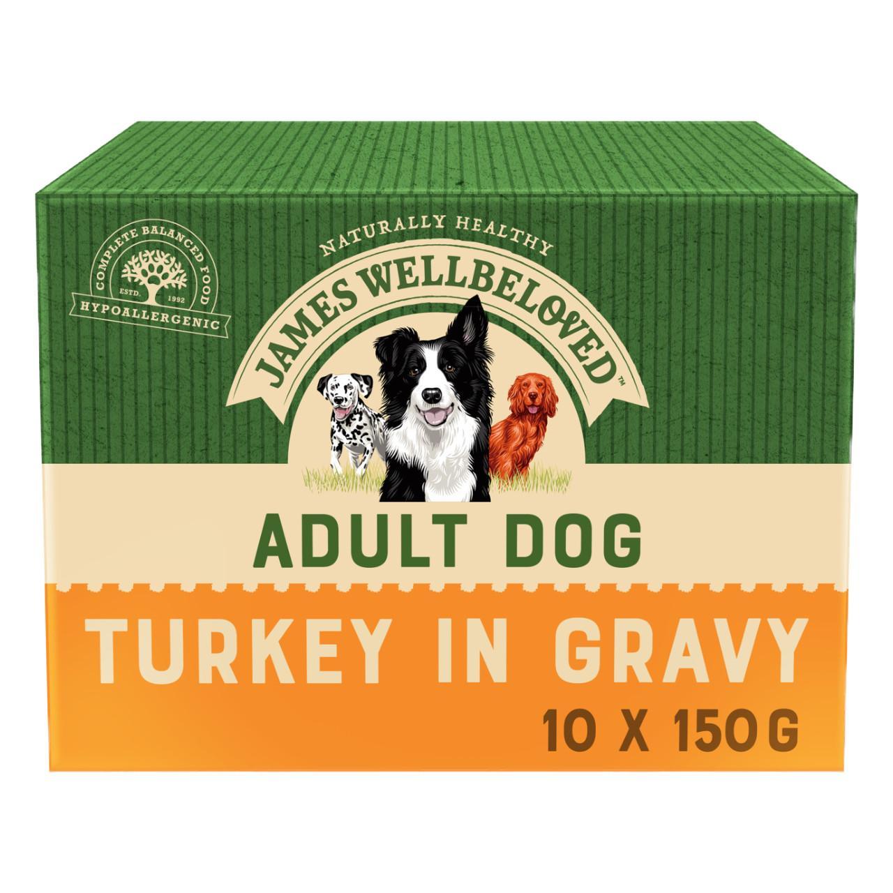 An image of James Wellbeloved Adult Dog Turkey & Rice Pouches