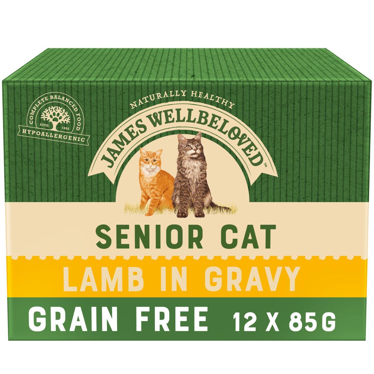 An image of James Wellbeloved Grain Free Senior Cat Lamb Pouches